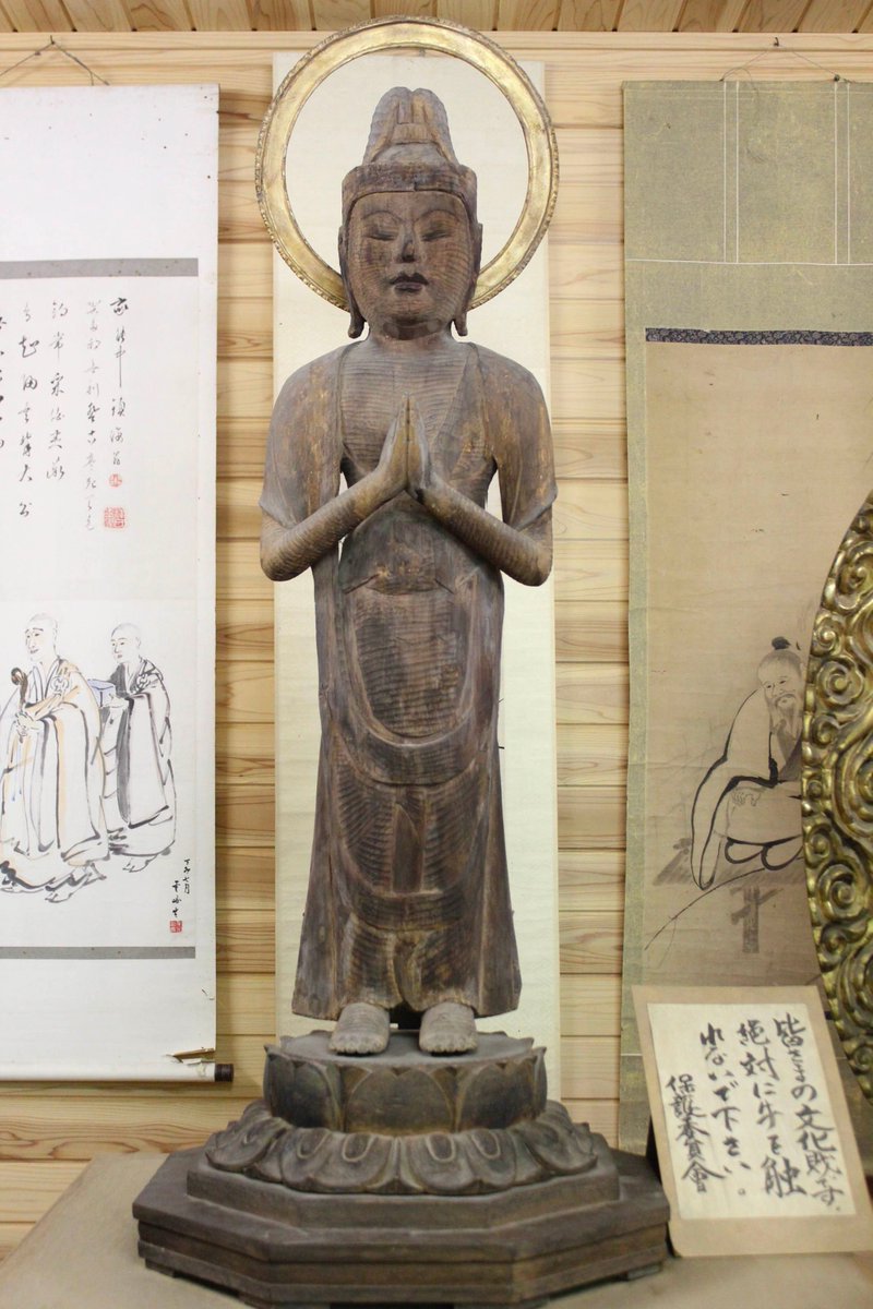 愛知・長興寺/聖観音立像(平安)】像高140cm。鉈彫像。正面は丁寧に彫