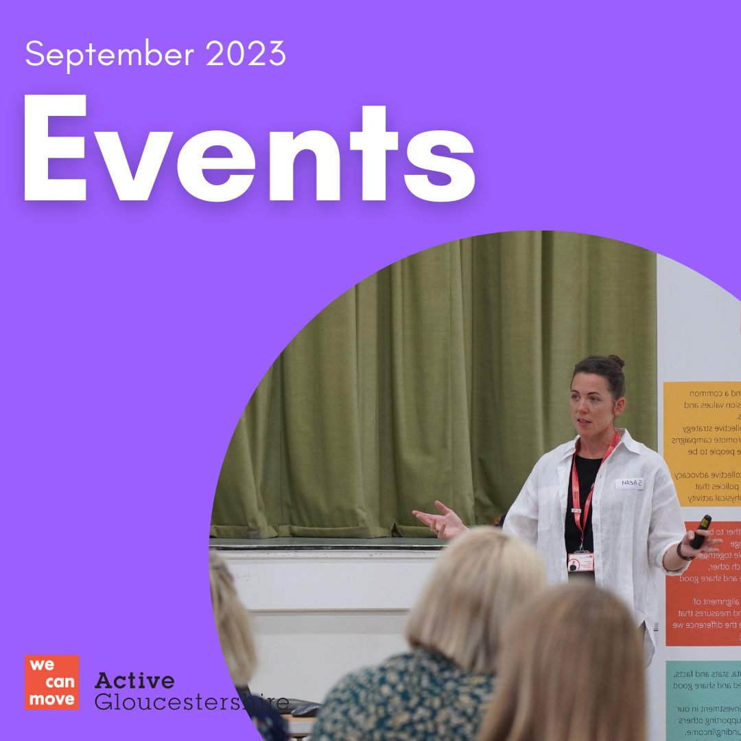We have got lots of great events coming up in September! 

If you support physcial activity in Gloucestershire and are looking for advice, training or want to take part in one of our workshops, take a look and book your space today! wecanmove.net/events