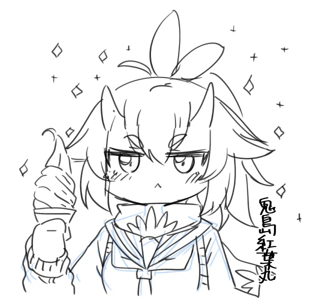 オリキャラのラフ:鬼島紅葉丸/荒浪みなみ 