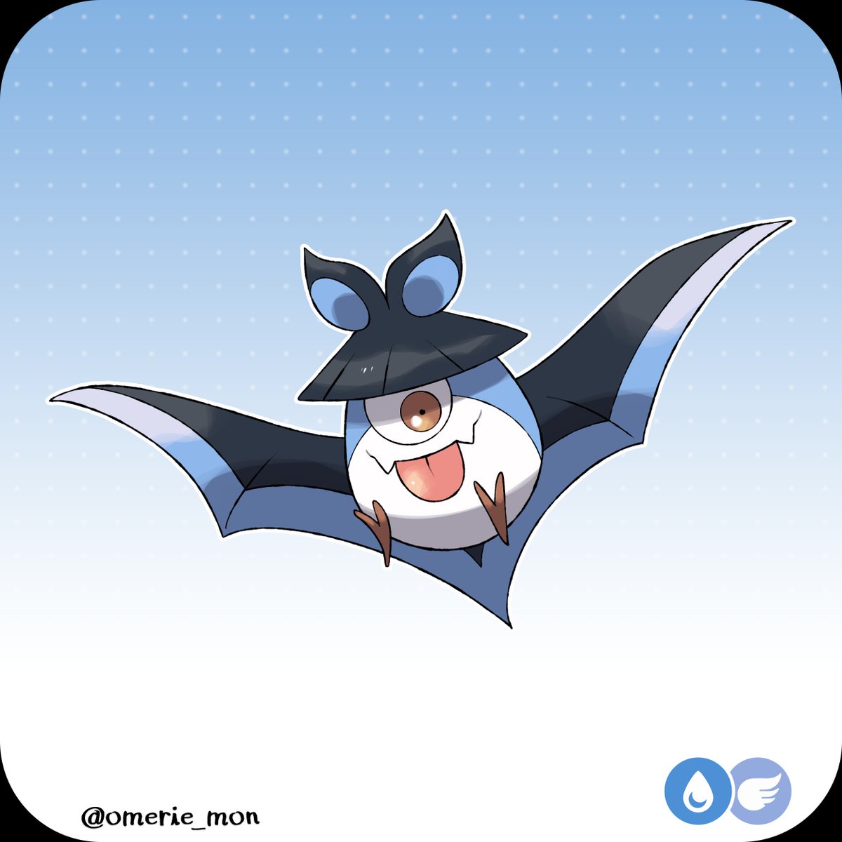 omerie_mon's tweet photo. Inaibaat, the Bat Pokémon  
Water / Flying

They hang from the ceilings of humind and damp caves where they like to jump on and scare travelers and explorers.

#fakemon #fakepokemon #fanart #pokemon #pokemonscarlet #pokemonviolet #pokemonlegendsarceus https://t.co/3PNH996rKl