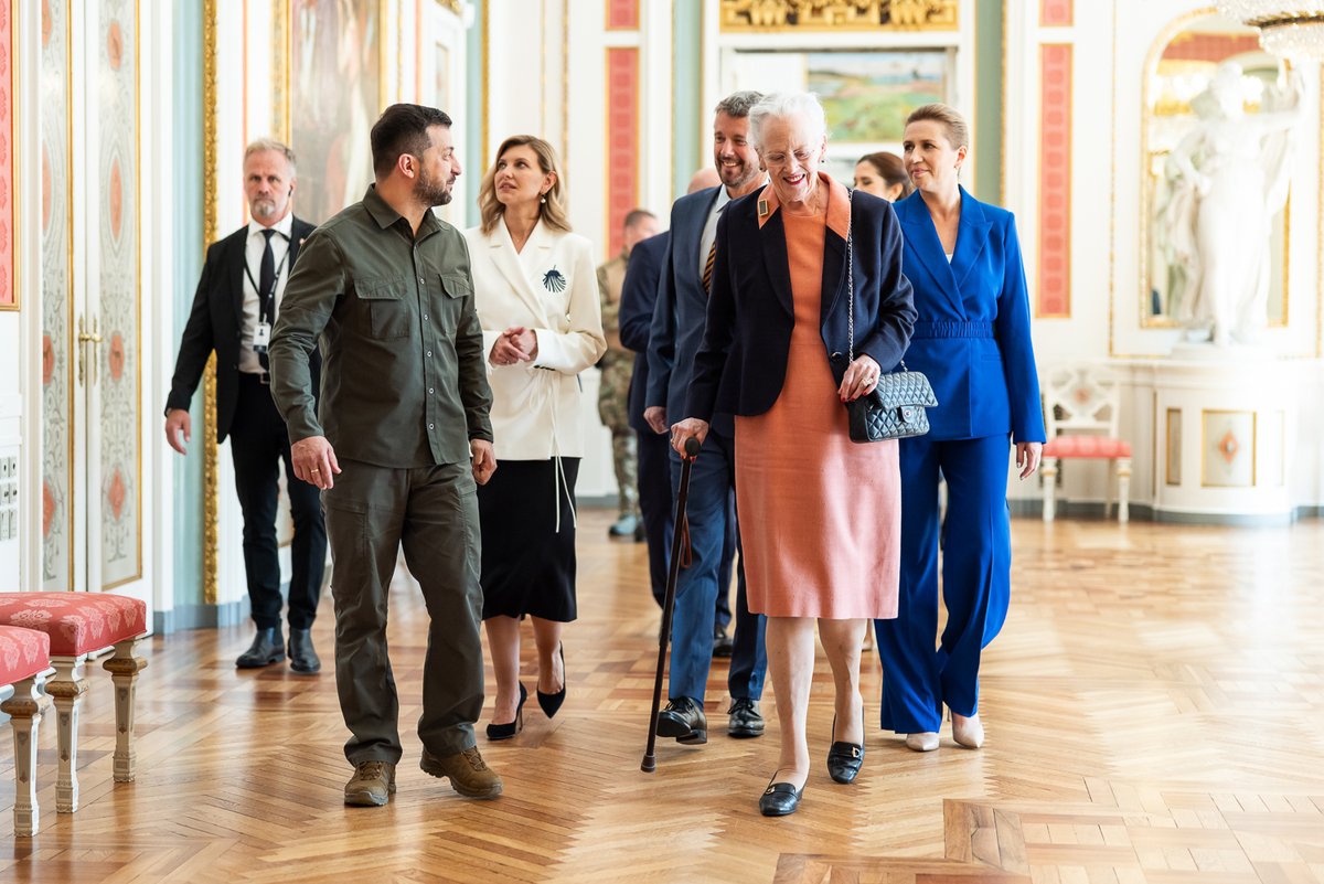 Olena Zelenska / Олена Зеленська (@zelenskaua) on Twitter photo Together with the President <a href="/ZelenskyyUa/">Volodymyr Zelenskyy / Володимир Зеленський</a> had an audience with HRH Queen Margrethe II, HRH Crown Prince Frederik and HRH Crown Princess Mary. We are extremely grateful for Denmark's understanding and active position in helping Ukraine to fight for people and life🇩🇰🇺🇦 Together with the President <a href="/ZelenskyyUa/">Volodymyr Zelenskyy / Володимир Зеленський</a> had an audience with HRH Queen Margrethe II, HRH Crown Prince Frederik and HRH Crown Princess Mary. We are extremely grateful for Denmark's understanding and active position in helping Ukraine to fight for people and life🇩🇰🇺🇦