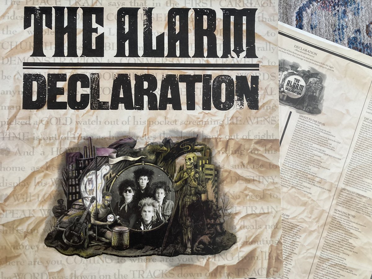 TRextasyBand's tweet photo. Listening to ‘Declaration’ by The Alarm. It’s been ages - such a cracking album. Saw them at the Town & Country Club in London in the 1980s. What a band! #thealarm #mikepeters #eddiemacdonald #twist #vinylalbum #1980s @irsrecords #irsrecords #acousticguitars #goodearth #abbeyroad https://t.co/voVRMW2QN7