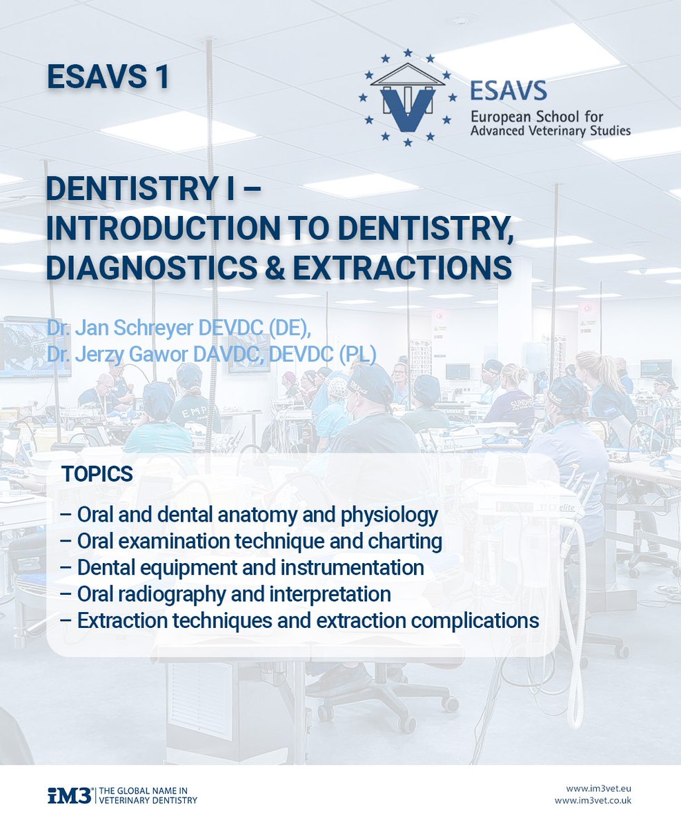 Don't miss out on upcoming classes—visit im3vet.eu to explore our schedule and register for exclusive veterinary dentistry content. 🐾✨ #VeterinaryDentistry #ESAVS1 #ContinuingEducation