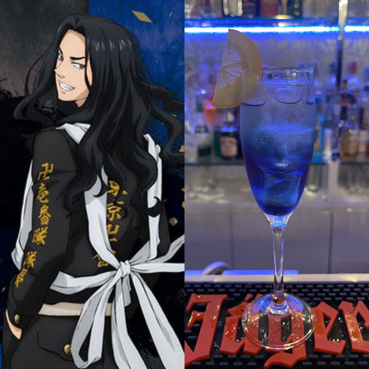 3s_tres's tweet photo. 🍸推しカクテル🍸

東京リベンジャーズ 【場地圭介】

友達想いでありながら、クールな一面を持つ場地圭介。
壱番隊として最後までかっこ良かった男
クールさを表現するのに、紺色と大人感にレモンを添えました！
 #東京リベンジャーズ  #東リベ #場地圭介 https://t.co/KEbXkJe5pd