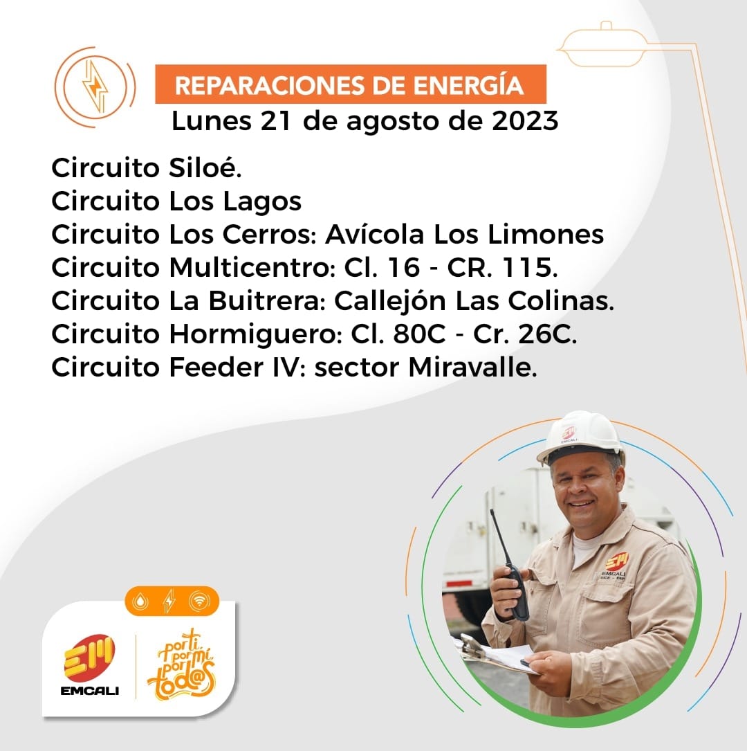 EMCALIoficial's tweet photo. 🚧 Atención 🚨Estas son las maniobras de reparación de acueducto💧y energía ⚡para hoy #lunesfestivo en la ciudad.
#EmcaliMasCercaDeTi https://t.co/iW7PxHBtDG