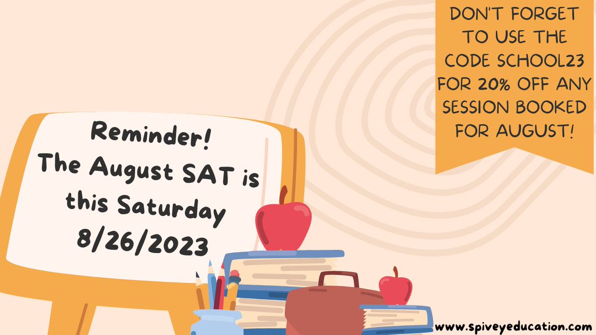SpiveyEducation's tweet photo. We offer SAT prep sessions, book today to prepare for the upcoming exam! #spiveyeducation #motivationmonday #onlinetutoring #tutoring #teaching #education #tutoringservices #privatetutoring #satprep #satprepcourse #backtoschool2023 https://t.co/FioKAODaQP