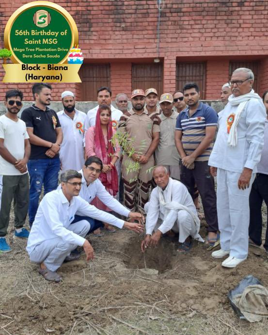 GreenSwelfares's tweet photo. To a brighter, greener future, inspired by 56 years of Saint Dr. MSG's teachings. 🌳Tree Plantation By DSS Volunteers from Biana, Haryana on the occasion of Saint Dr. MSG's Birthday. #56thBirthday #SaintDrMSG #DeraSachaSauda #TreePlantation https://t.co/aGdHo88M0v