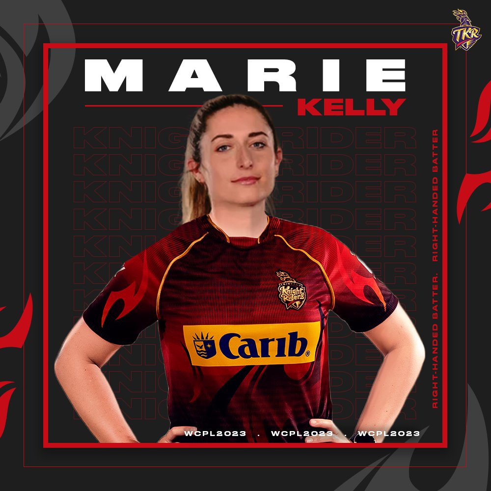 A new Knight Rider joins the squad! Welcome, Marie! 👋👋

Marie Kelly replaces Dane Van Niekerk in the TKR'S Women's Squad on an account of Niekerk's injury.

#WeAreTKR #CPL2023 #WaveTheRed
