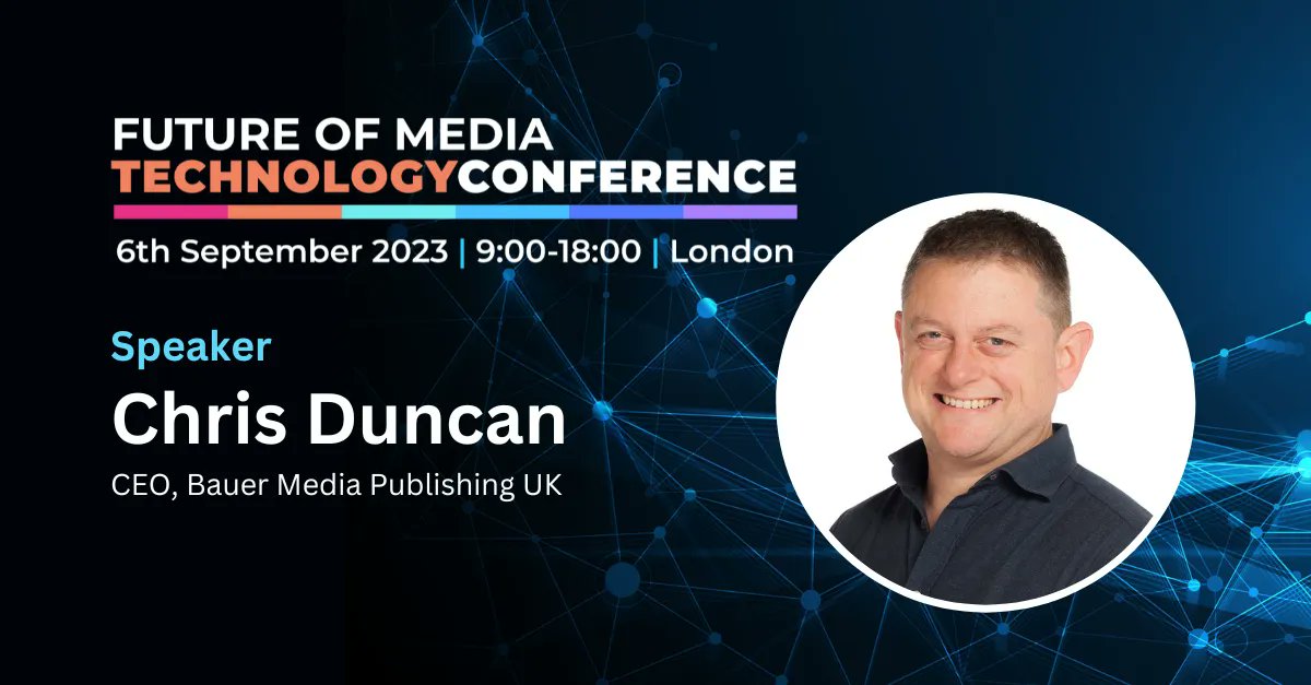 pressgazette's tweet photo. We are pleased to announce that @chrisduncania will be speaking at this year's Future of Media Technology Conference, taking place on September 6 in London.
Click here to secure your place and find out more about the event: https://t.co/jwyCxTP1LF
#FOMT #FutureMediaTech https://t.co/hBO6DLEy7S