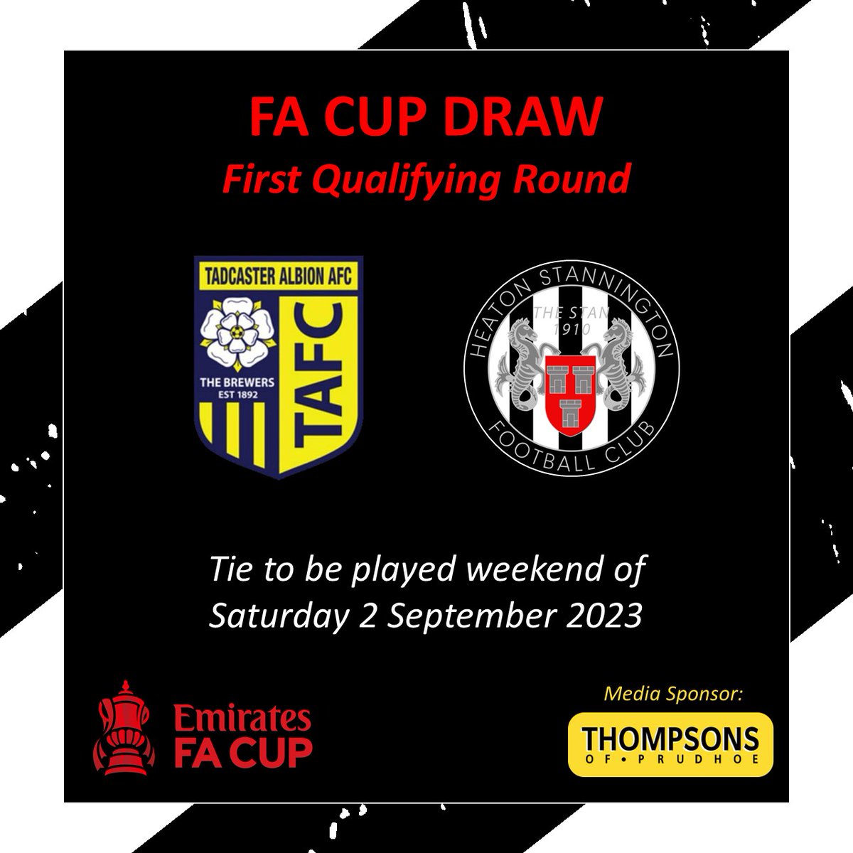 FA CUP DRAW

We will be visiting Tadcaster Albion in the 1st Qualifying Round of the FA Cup!

<a href="/TadcasterAlbion/">Tadcaster Albion</a>