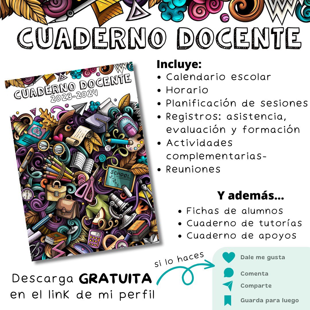 Comparto el Cuaderno Docente que he diseñado. Por si os es útil y queréis utilizarlo. linktr.ee/maestrodeprima…
