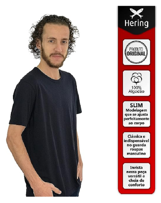 Hering Camiseta Básica Masculina Slim Manga Curta
