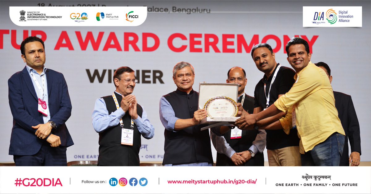 The startup AquaExchange from India emerges as the victor in the Agri-tech sector, at the #G20DIAMegaSummit.  

#G20DIA #G20India #G20DEWG #DigitalInnovationAlliance #StartUp #AmritKaal #Techade