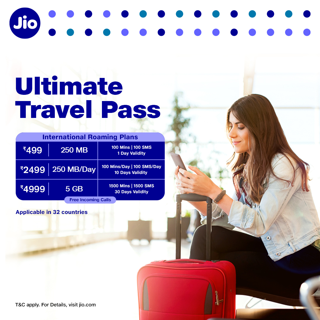 reliancejio's tweet photo. Roam the world with all new Jio international roaming plans. Enjoy free incoming calls only with Jio. 

https://t.co/d2XYswHlrB

#Roaming #Travel #IRJio #International #Jio #Abroad #World https://t.co/50KWs8dJhc