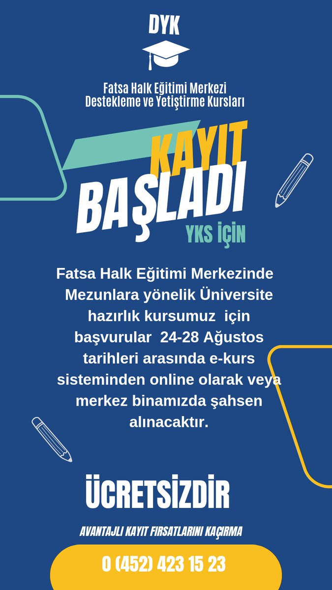 Destekleme ve Yetiştirme Kursları kayıtları başladı...