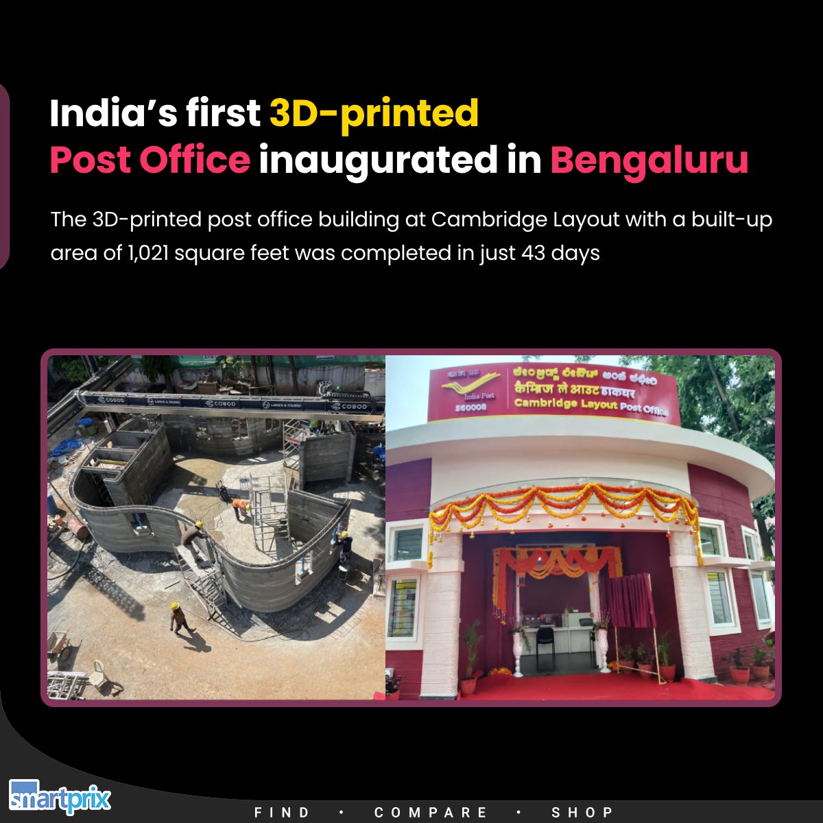 Smartprix's tweet photo. This is India's first 3D-printed post office!

#PostOffice #3dprintedpostoffice #3D #PostOffice https://t.co/SgCVHwhe5b