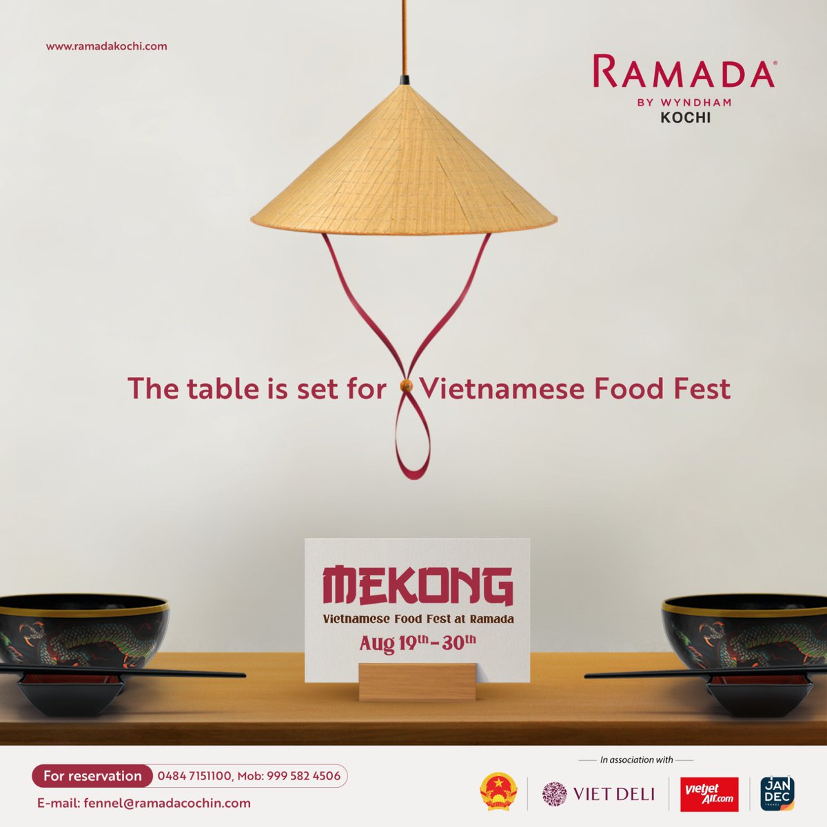 RamadaKochi's tweet photo. "A Taste of Vietnam Awaits You at Ramada Resort Kochi! Join us for a gastronomic adventure at the Mekong Vietnamese Food Fest and discover the rich tapestry of Vietnamese cuisine."

Ramada Resort Kochi
PV Sreedharan Rd, Kumbalam South, Kumbalam, Ernakulam, Kerala 682506 https://t.co/tLOIn2WBBy