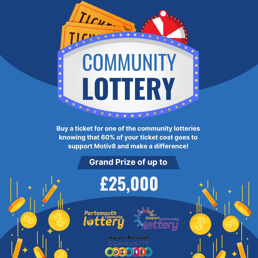 Community Lottery 🎟️ 

Join in and test your chances, whilst bettering the chances of young people in your community!

Community Lottery | Youth Charity | Motiv8

#lifechancesforyoungpeople #youthempowerment #communitylottery #portsmouth #gosport #havant #chances