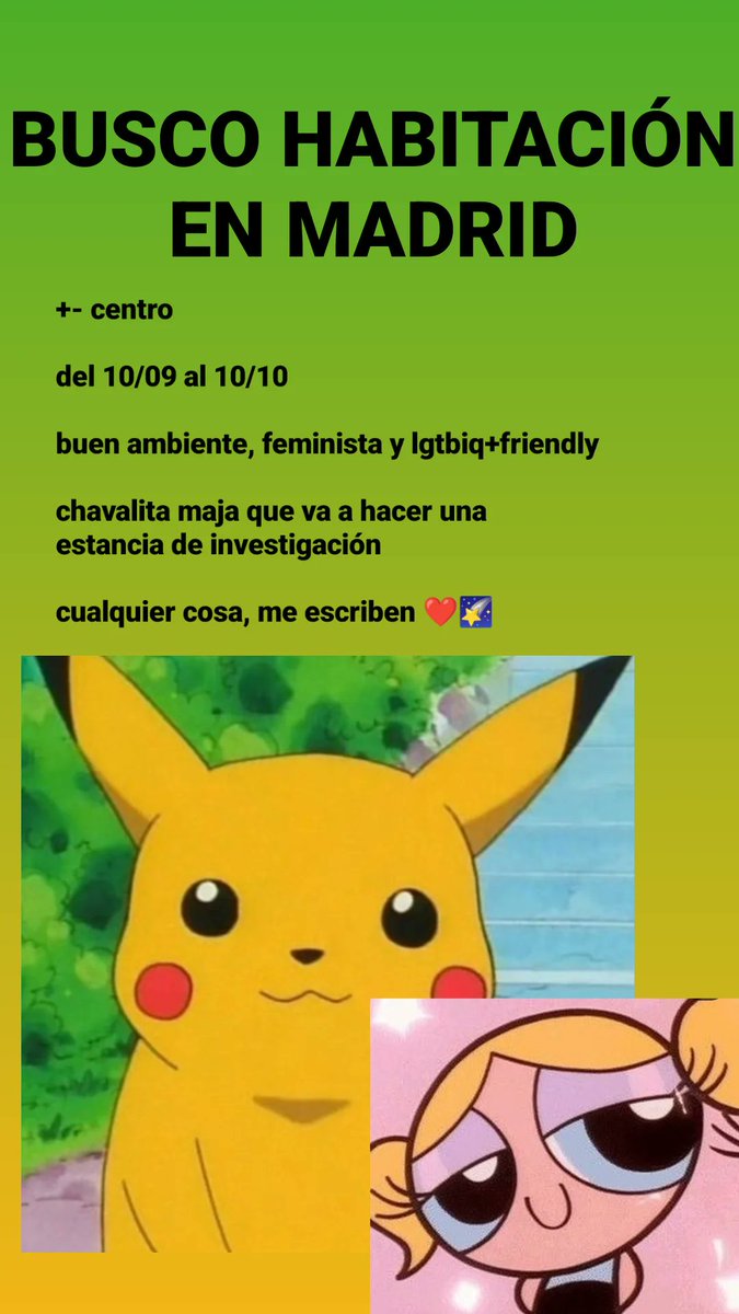 MiriMM96's tweet photo. Amigues, apenas uso twitter desde que se lo cargaron, pero vengo a dejar por aquí que:

🌠 BUSCO HABITACIÓN EN MADRID 🌠

Sería para un mesecito. Agradezco difusión/DMs. Mi instagram es miritiwi ⭐❤️ https://t.co/z5zbaO7ckd