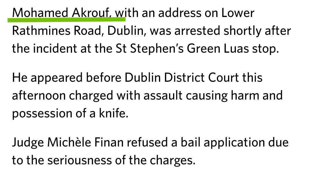 Foreigner charged with stabbing on Grafton Street over the weekend. 

#MakeIrelandSafeAgain