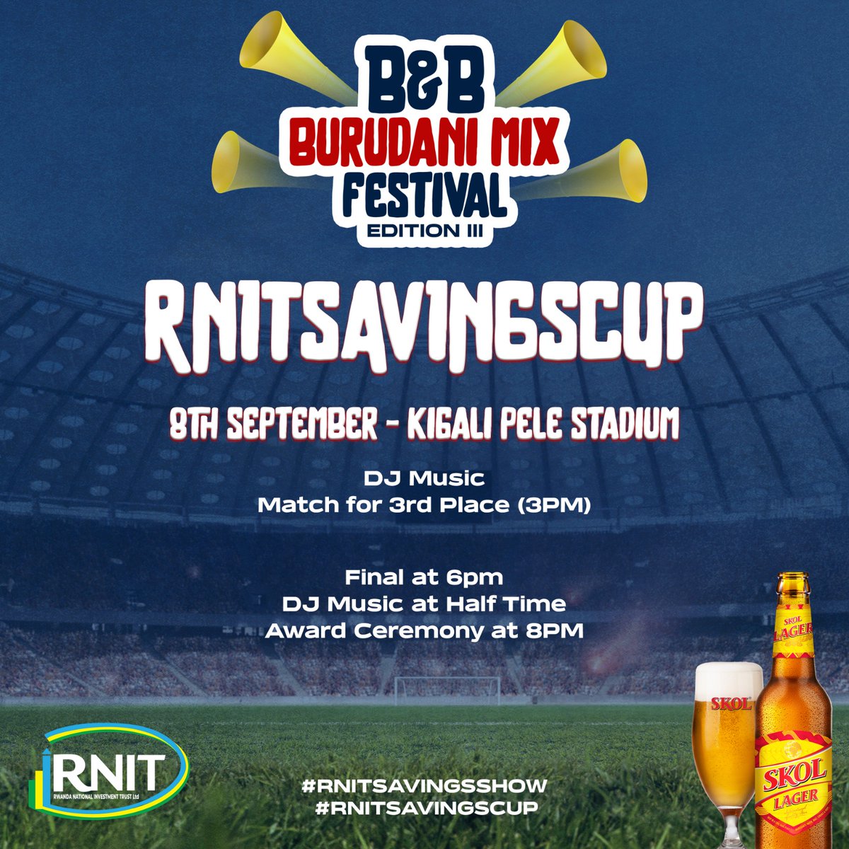 BB3Fest's tweet photo. Guess what is Coming!🔥

B&amp;B Burudani Mix Festival Third edition

#RnitSavingsCup
🏟Ngoma
Rayon Sports x AS Kigali
Kiyovu Sports x Etoile de l'Est

#RnitSavingsShow
⛳Gikondo Expo Ground
📺Arsenal x Man Utd
Music&amp;Djs

Mark your Calendar :September 1st - 8th,2023

#BBBMF4Savings https://t.co/HyXBkRC42j