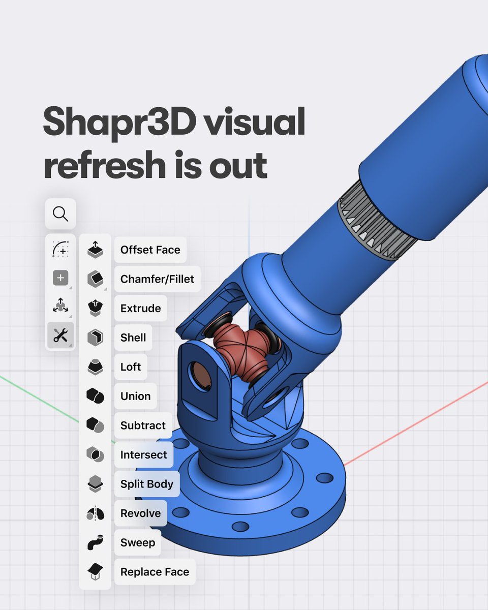 Just launched! The visual refresh is here 🚀

✅ Updated icons
✅ Improved navigation
✅ Mode island for Isolate, Section View, and Measurements
✅ Projects Sidebar

Update Shapr3D now to get the first look of the refreshed user interface.

#Shapr3D #ProductUpdates #3DModeling