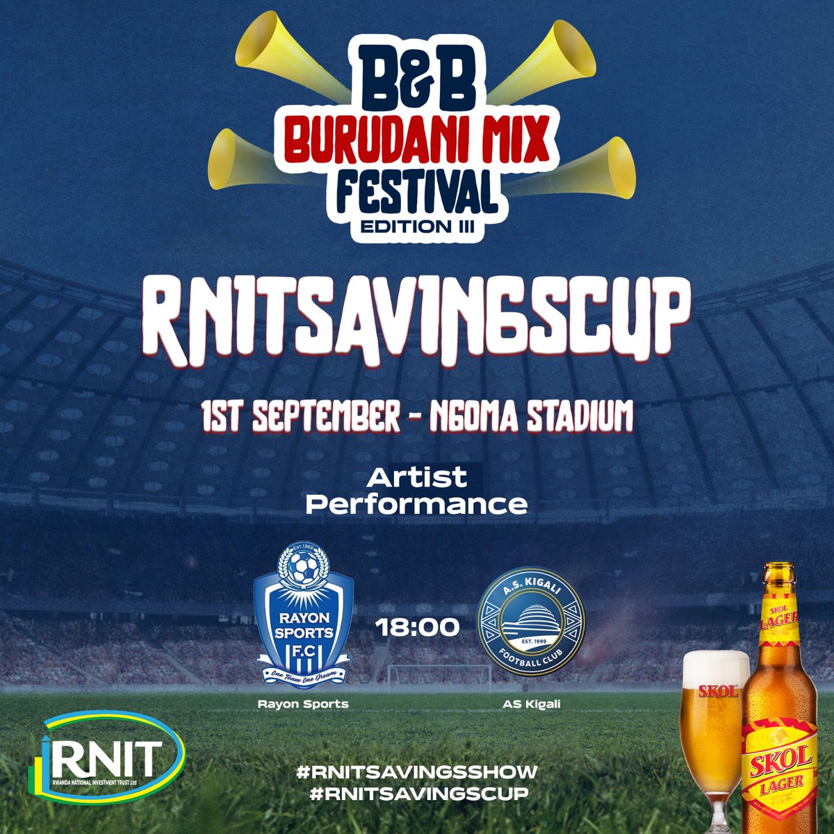 BB3Fest's tweet photo. Guess what is Coming!🔥

B&amp;B Burudani Mix Festival Third edition

#RnitSavingsCup
🏟Ngoma
Rayon Sports x AS Kigali
Kiyovu Sports x Etoile de l'Est

#RnitSavingsShow
⛳Gikondo Expo Ground
📺Arsenal x Man Utd
Music&amp;Djs

Mark your Calendar :September 1st - 8th,2023

#BBBMF4Savings https://t.co/HyXBkRC42j
