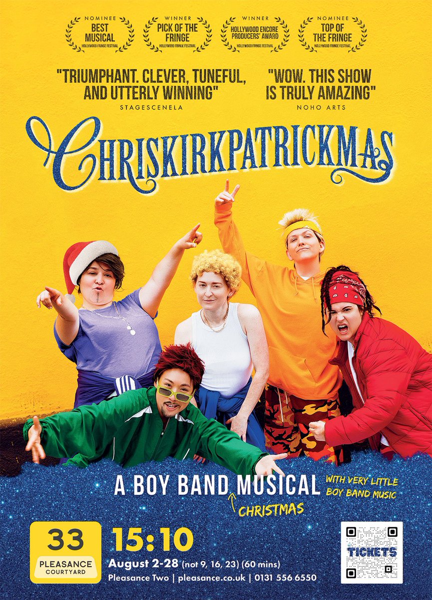 Chriskirkpatrickmas is SOLD OUT today (Monday)! Grab your tickets soon for our final week before they all go bye bye bye… 🎄✨🎶

@ThePleasance Courtyard (Pleasance 2), 3:10pm every day but Wednesday #edfringe #FillYerBoots 

⭐️⭐️⭐️⭐️⭐️ The Guardian
⭐️⭐️⭐️⭐️⭐️ Broadway World