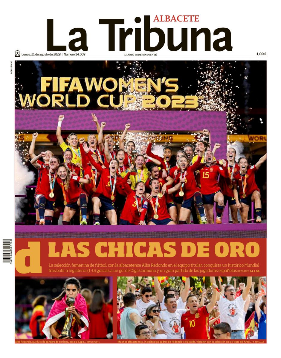 carrizo68's tweet photo. Me gusta la portada de hoy de  @TribunaAlbacete @SEFutbolFem @AFerrer_10 https://t.co/6OadhWWZLK