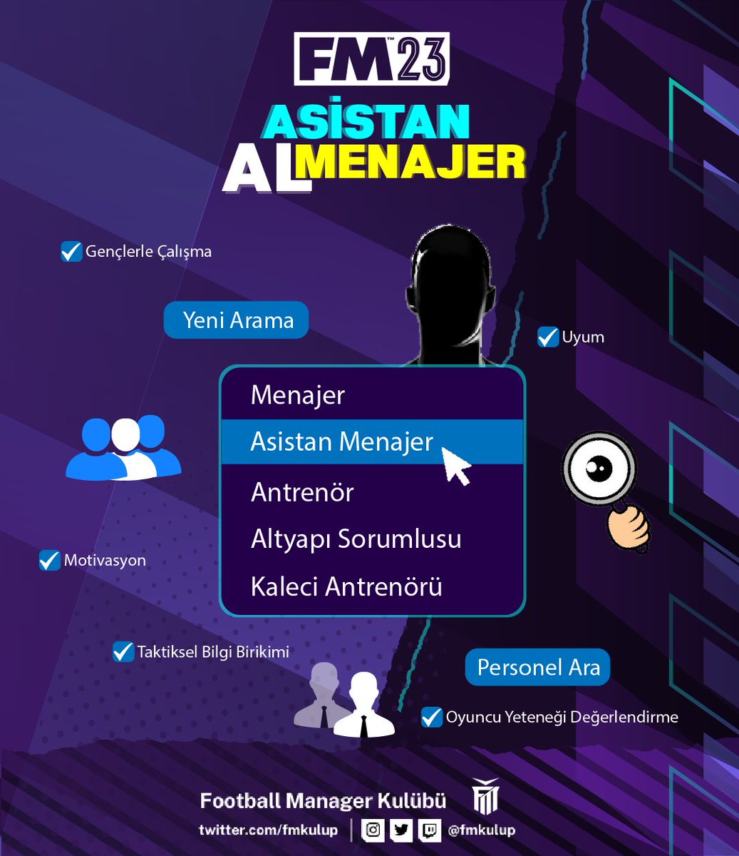 FMKulup's tweet photo. 🗣️ Her teknik direktörün en az bir asistan menajeri vardır. Asistan menajerler hedefe giden yolda en önemli yardımcılardandır ve bilgi birikimleri sizden sonra en güvenilir olan adamlardır..

Asistan menajeriniz olması gereken bir arkadaşınızı etiketleyin! 🫠

Arkadaşlıklar sınanacak.. 🤼 #FM23