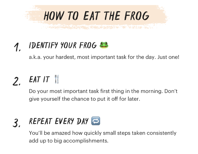 akselnooit's tweet photo. Eat that frog first!
One of the simplest and strongest tools I know of.

Image credits: https://t.co/MBMiW41Dpp https://t.co/44IeVdaw8A