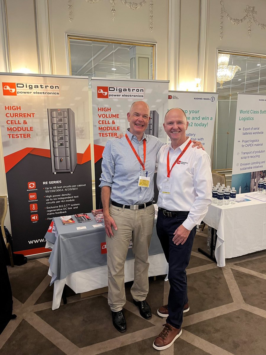 Digatron_Power's tweet photo. 👉🏼 Having a great time at the Oslo Battery Days - OBD!
🤝 Kevin Campbell and Bo Johansson are looking forward to meet and catch up with you!
💡 Don't miss Kevin's presentation tomorrow at 10 am!
#digatron #digatronpowerelectronics #battery #batterytesting #obd2023 https://t.co/TqM2LVn61L