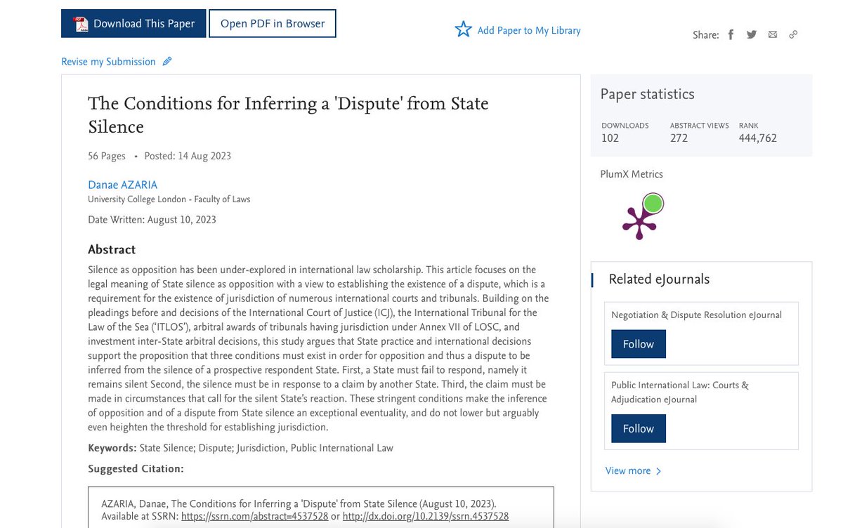Our project's latest work-in-progress on 'The Conditions for Inferring a "Dispute" from <a href="/StateSilence/">StateSilence</a>' is out! papers.ssrn.com/sol3/papers.cf…