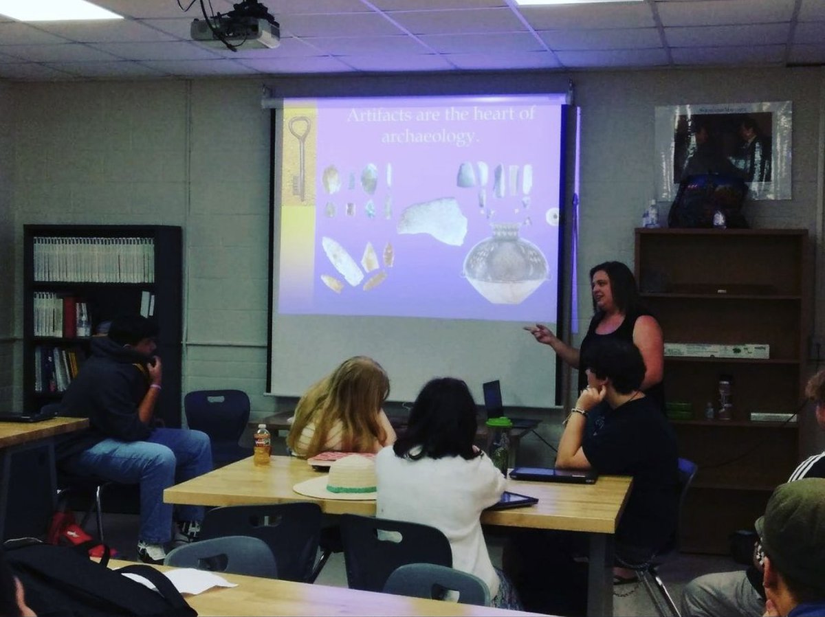 Kayte Ricketts, the Education Coordinator for the Bell County Museum, visited Belton New Tech and taught students about archaeology and the Gault site.This is one of the oldest Paleo-Indian sites in the United States and is located here in Bell County.  
#PartnershipsMatter #BISD