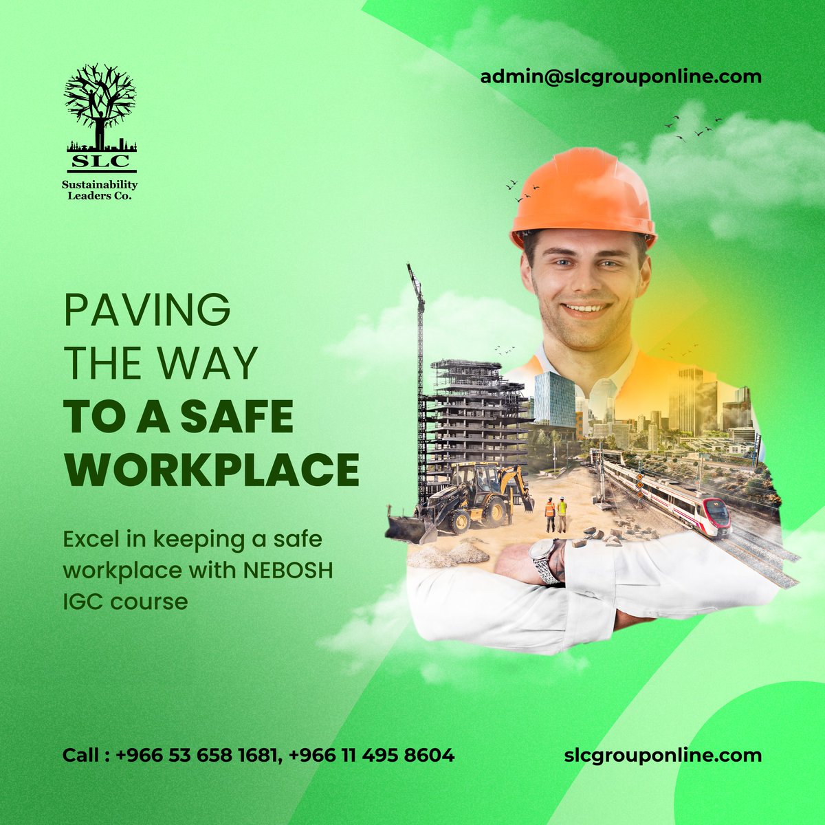 OnlineSlc's tweet image. A safe workplace is the best workplace!
Choose SLC’s Certified NEBOSH IGC Course to learn
how you can keep your coworkers and your workplace
safe from hazards! 
𝑉𝑖𝑠𝑖𝑡🌐slcgrouponline.com
𝐶𝑜𝑛𝑡𝑎𝑐𝑡 𝑢𝑠☎️+966-114958604 or +966-536581681