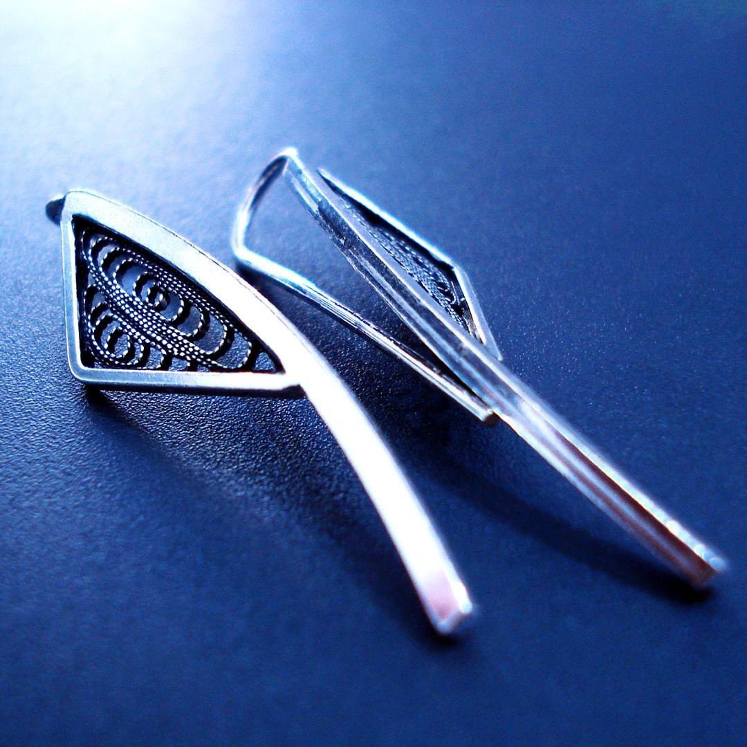 /E-MY/
Sterling Silver Filigree Earrings / Dimension 3.7 x 1.0 cm