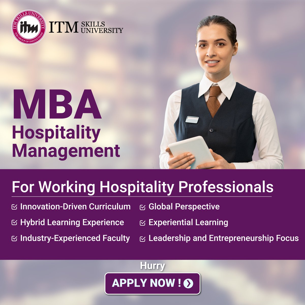 Redefine Your Hospitality Career with ITM's MBA  Are you a hospitality professional looking for the next level? Dive into our MBA designed to foster innovation and global perspective.

Apply now! 

#isu #itmisu #HospitalityCareer #MBAProgram #HospitalityInnovation