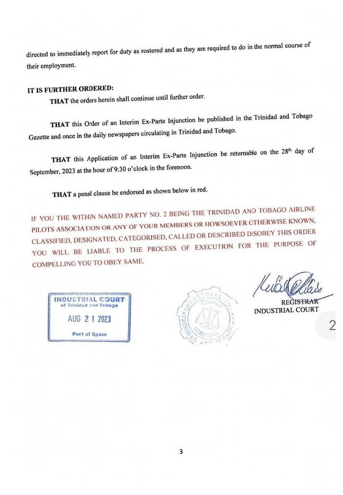 Injunction issued against CAL pilots &amp; union.