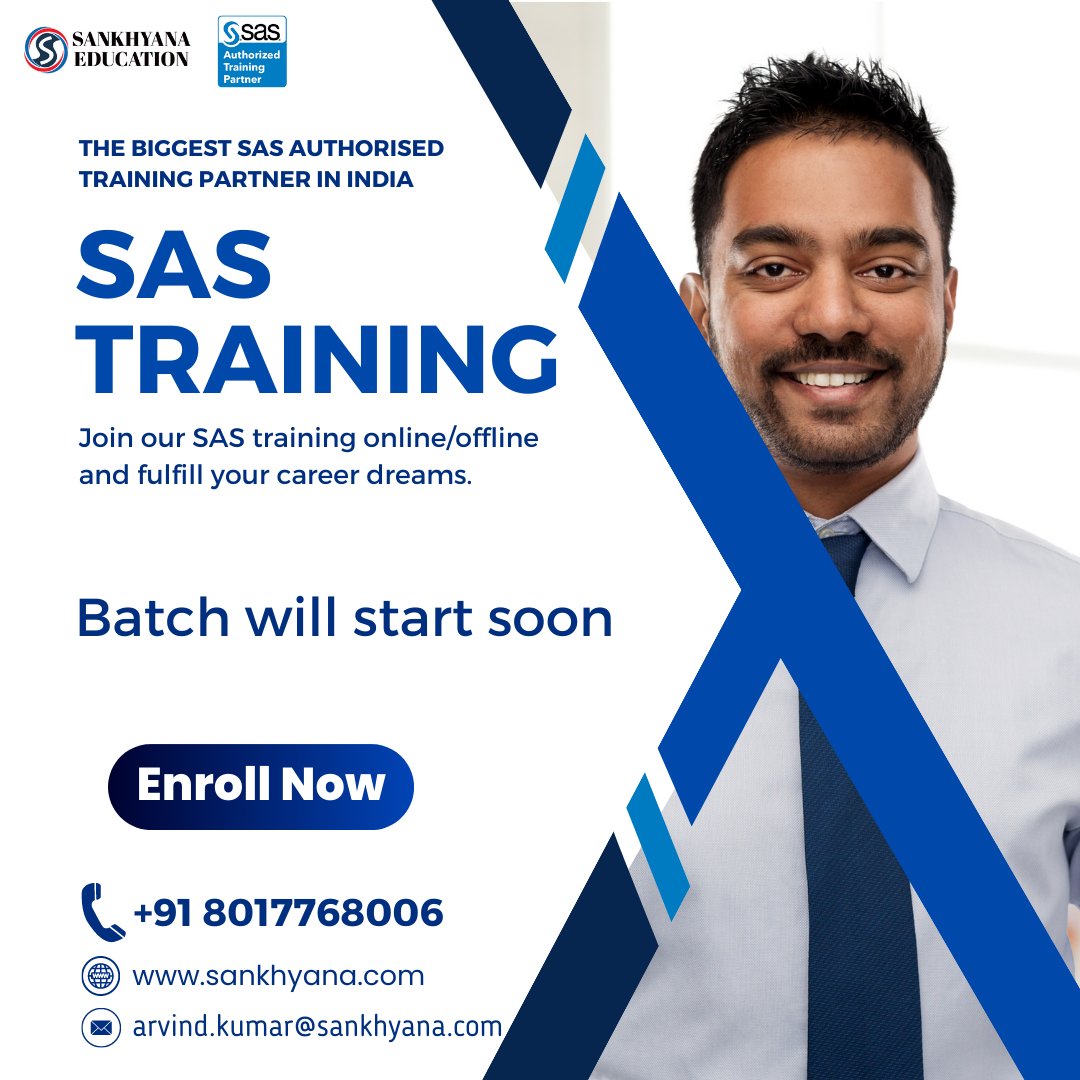 sankhayana's tweet photo. If you want to build your career as as Data Analyst
Join our SAS course and start your journey
Register Here : - https://t.co/NT8Yct5tvs
#SankhyanaEducation #sankhyana #SAS #bangloreinstitute #tranining #basesas #advancesas #clinicalskills #trainingcourse #finance #pharmacy https://t.co/lo9yKgacaa