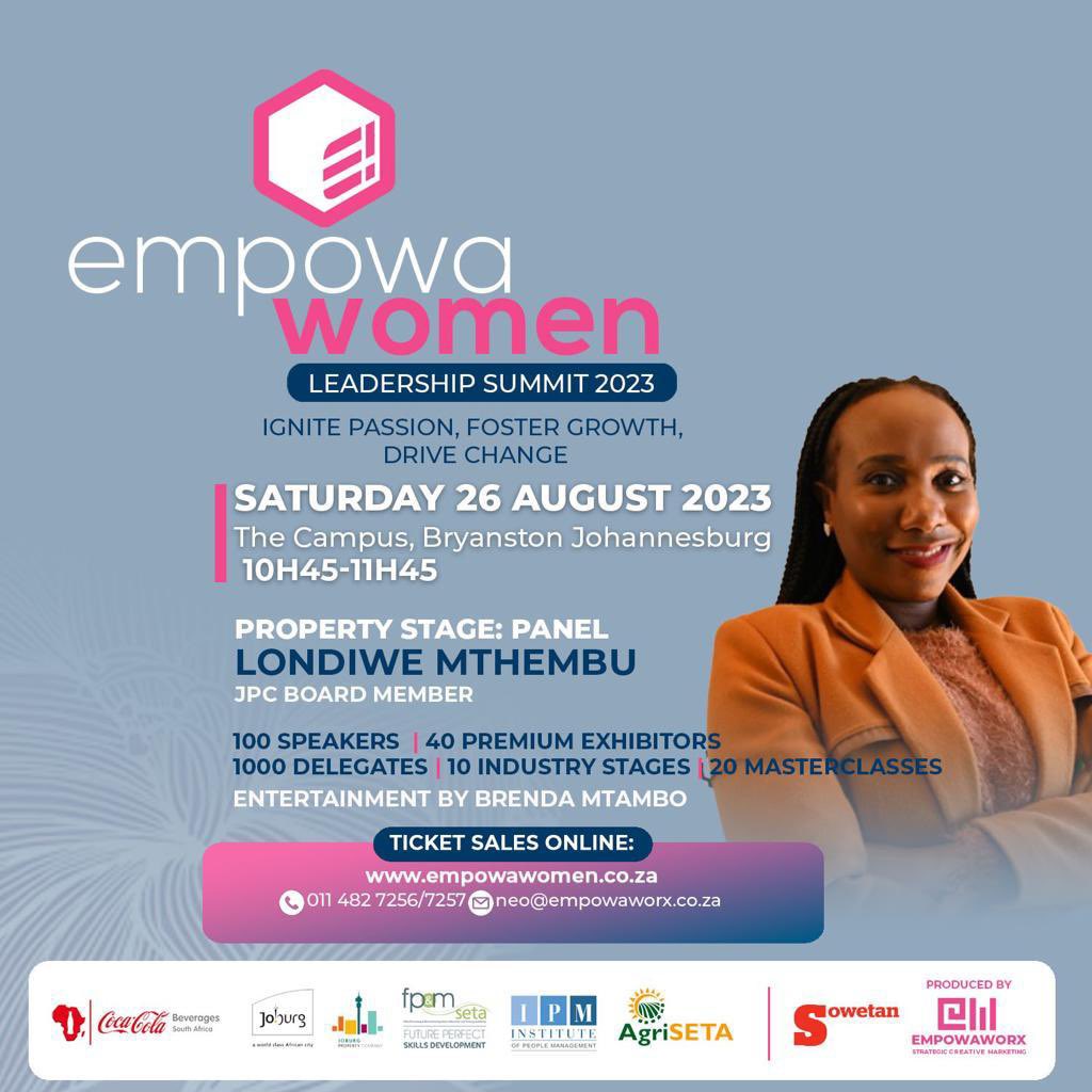 jhbproperty's tweet photo. Joining us on the Property Stage at #EmpowaWomensSummit2023 are our very own experts leading discussions on 'Access to Funding and Investment for Women in Property Development and Real Estate'. Get ready for valuable insights that empower progress https://t.co/PhavHU6IZ4