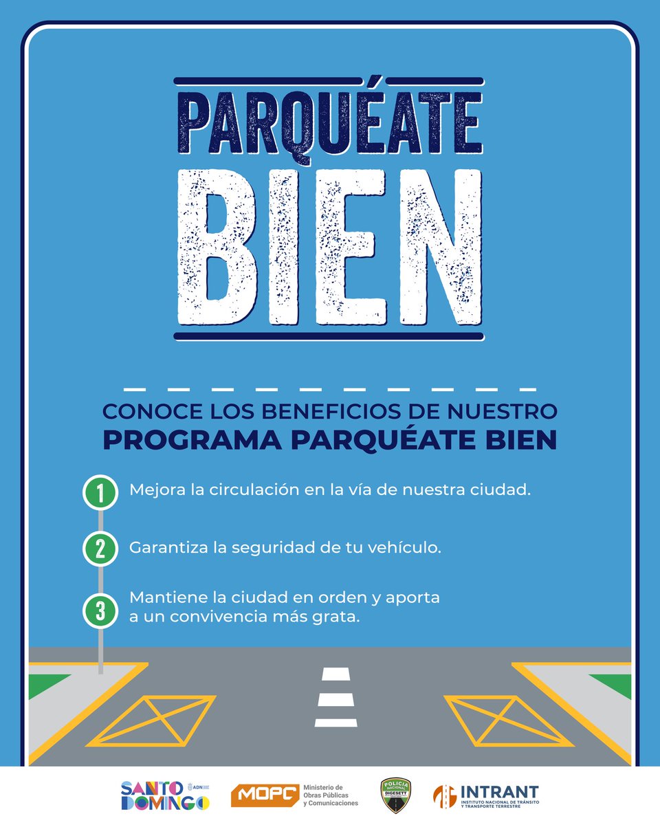 INTRANT_RD's tweet photo. #ParquéateBien ✅ 

Recuerda, cuando te estacionas bien ayudas con una mejor circulación en las vías de nuestra ciudad. 👏🏻🚗 https://t.co/N5GyKomcRB