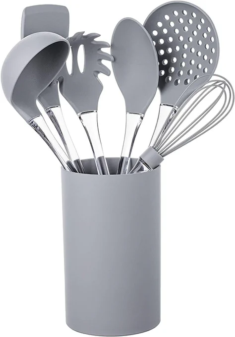 Conjunto de Gadgets de Silicone com Cabo Acrílico, 7 Peças, Cinza, Euro