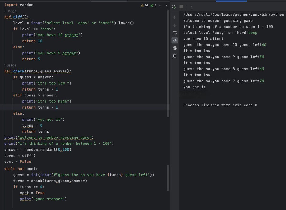 md_ali_007_'s tweet image. Python code 🧑‍💻 with this fun number guessing game! 🎮 🔢 #PythonBeginner #CodingAdventures&quot;

Feel free to use this or tweak it to suit your style. Happy posting! 😄