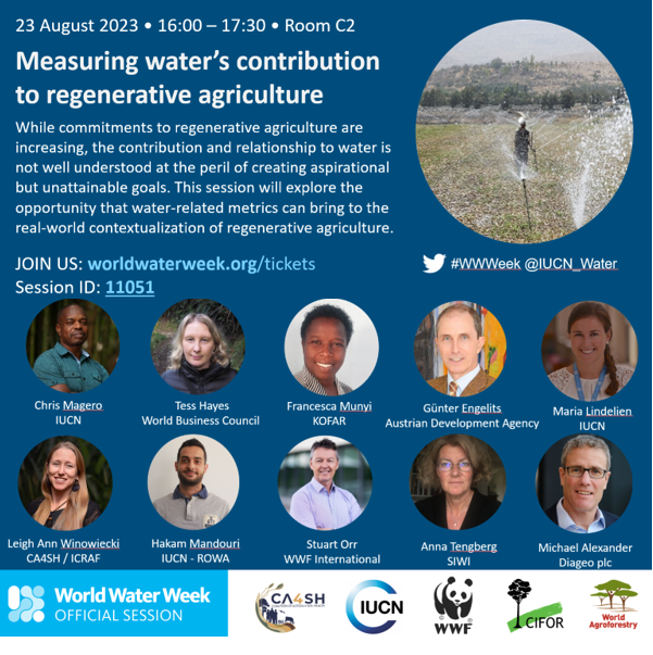 Join us Wed 23 August at #WWWeek in Stockholm, in person or live, for an insightful session on water's role in regenerative agriculture. 

For more information on this session, click here ➡ event.trippus.net/Home/Index/AEA…

@ca4sh_global <a href="/CIFOR/">CIFOR</a> <a href="/IUCN/">IUCN</a> <a href="/ICRAF/">World Agroforestry</a> <a href="/WWF/">WWF</a> @AustrianDev <a href="/siwi_www/">World Water Week</a>