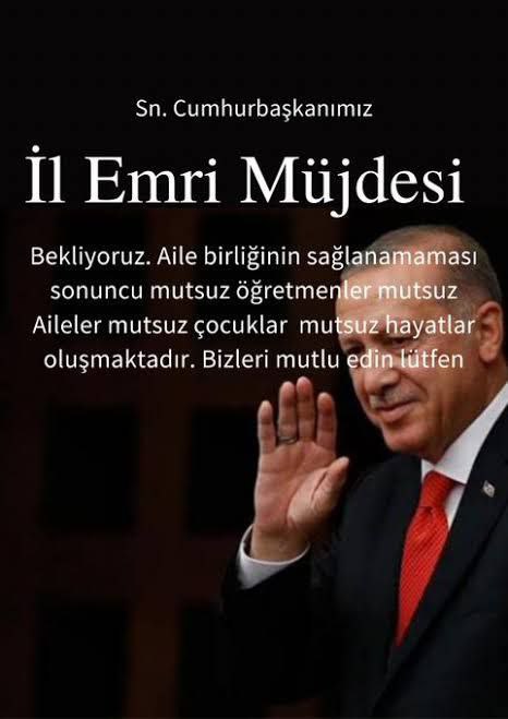 Cumhurbaşkanı Erdoğan'dan ailemizin tek çatı altında toplanması için il emri bekliyoruz. Kabineden sonra müjdeyi duyuracağına inanıyoruz 

RTEden İlEmri

<a href="/RTErdogan/">Recep Tayyip Erdoğan</a> 
<a href="/Yusuf__Tekin/">Yusuf Tekin</a>