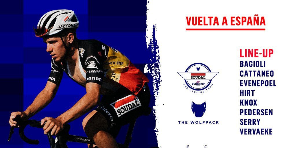 CulturaSportRo's tweet photo. 🚨🚴♂️#LaVuelta23 🇪🇸
Lotul echipei Soudal Quickstep pentru apararea trofeului castigat anul trecut.
A. #Bagioli 🇮🇹
M. #Cattaneo 🇮🇹
R. #Evenepoel 🇧🇪
J. #Hirt 🇨🇿
J. #Knox 🇬🇧
C. #Pedersen 🇩🇰
P. #Serry 🇧🇪
L. #Vervaeke 🇧🇪
#Soudal #Quickstep https://t.co/vpkGY8Iend