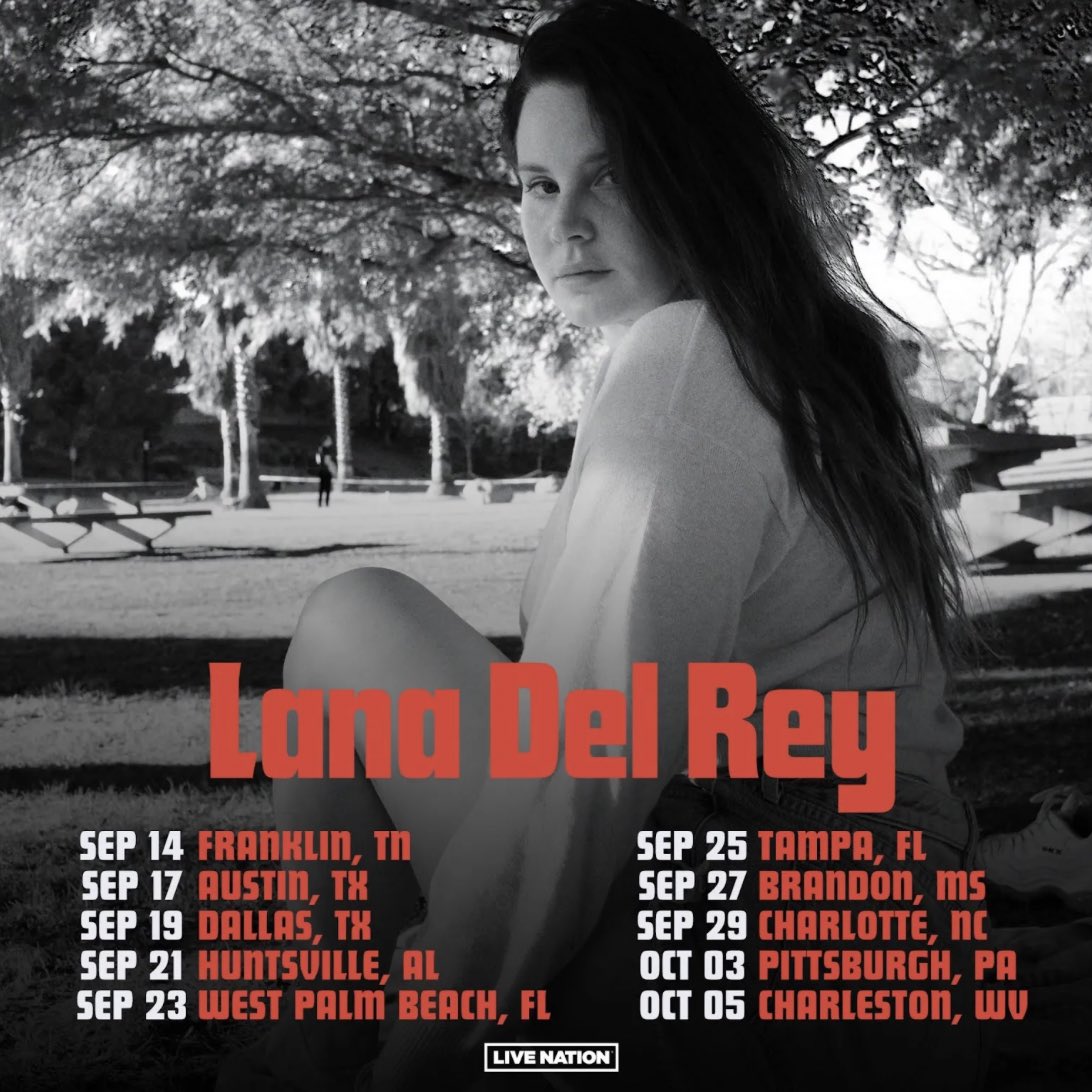 PopBase's tweet photo. Lana Del Rey announces a new US Tour. Kicking off September 14th in Tennessee. https://t.co/QOQOIwvVxZ