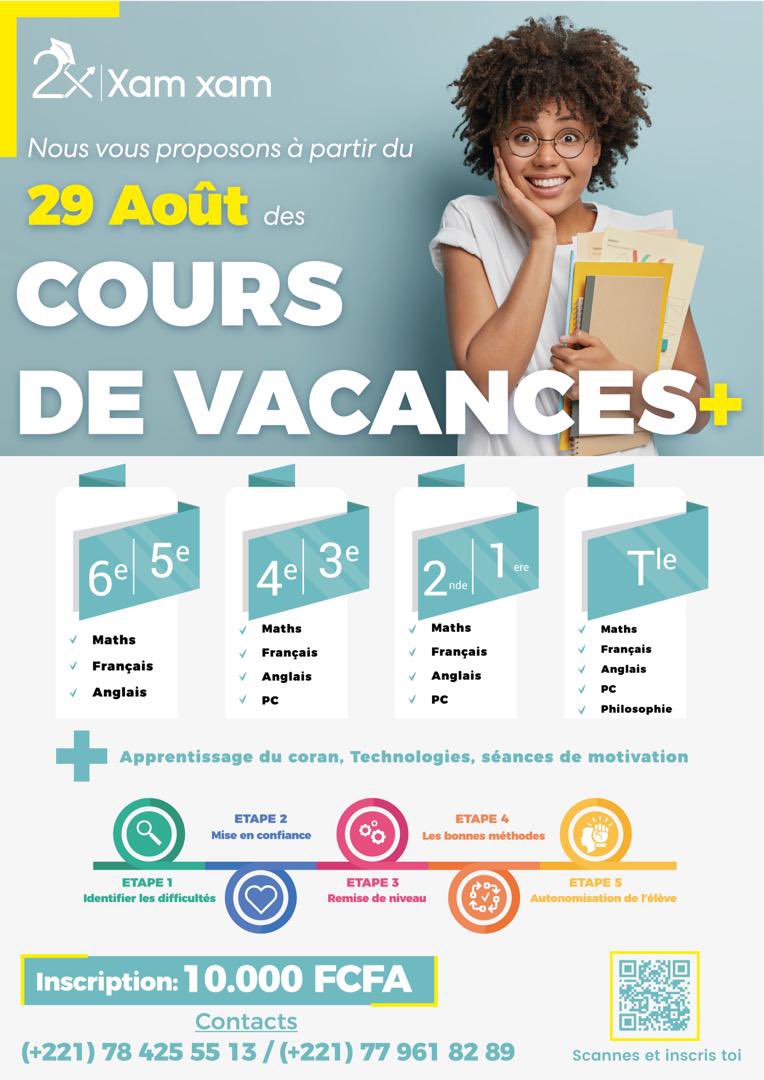2x_xamxam's tweet image. #coursdevacances 💪🏾💫 
Nous vous proposons des cours de vacances uniques, 
3-en-1 : la #religion, la #technologie et le #leadership. 
Lieu: l’école Ahmadou Mbacké ex Kleber. 

Inscription docs.google.com/forms/d/e/1FAI…
Contact : 78 425 55 13 / 77 961 82 89 

#xamxam #vacances #learning