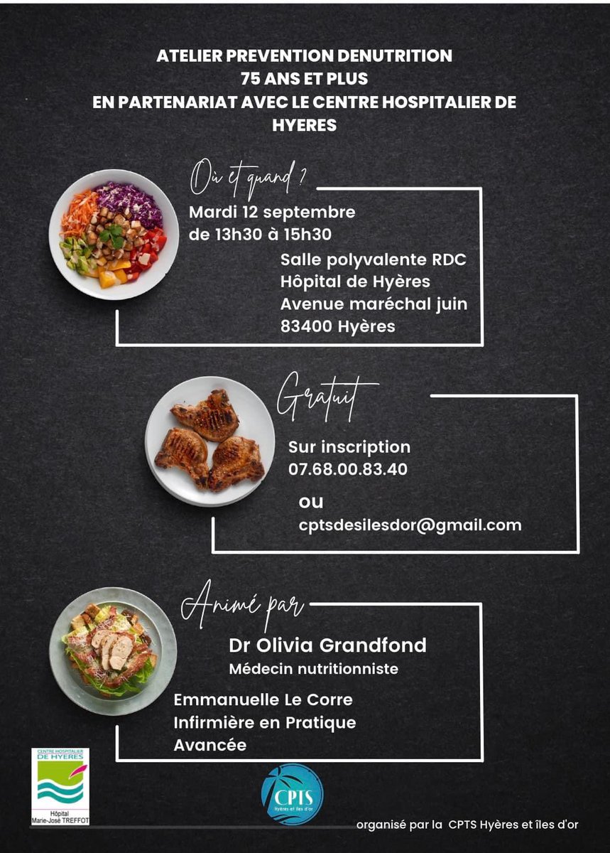 CPTSde_Hyeres's tweet photo. #ATELIER #PREVENTION #Dénutrition  
#75ANS ET PLUS
avec  @CH_Hyeres le 12/09/2023 https://t.co/1GdfBMkbhn