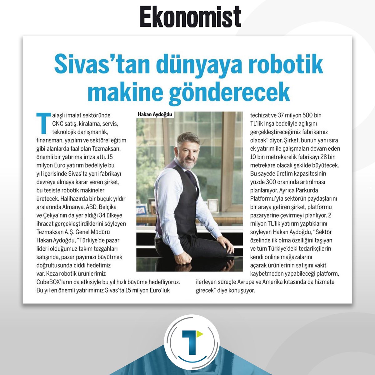 TezmaksanMakina's tweet photo. SİVAS'TAN DÜNYAYA ROBOTİK MAKİNE GÖNDERECEK
Aşağıdaki linke tıklayarak habere ulaşabilirsiniz;
https://t.co/clV7xAwjon
#tezmaksan #ekonomistdergisi #sivas #fabrika #cubebox #robotik #otomasyon #parkurda #kapasitematik #sanayi #üretim #teknoloji #cnc #makina https://t.co/OqWOrHs4nT